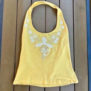 Yank Y2K Beaded Yellow Halter Top